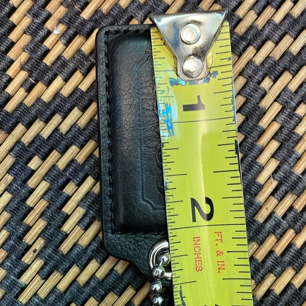Vintage Y2K Coach LARGE hangtag black leather with nickel ballchain